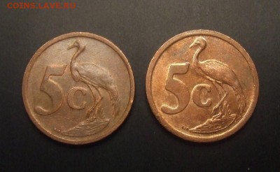 2 - ЮАР (набор - 5 центов журавль 2001 и 2004) (2 шт.) Р