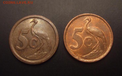 2 - ЮАР (набор - 5 центов журавль 1993 и 1997) (2 шт.) Р