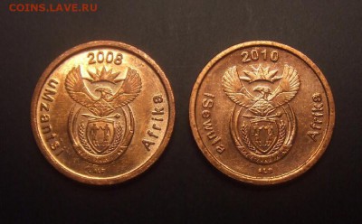 2 - ЮАР (набор - 5 центов журавль 2008 и 2010) (2 шт.) А