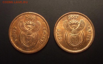 2 - ЮАР (набор - 5 центов журавль 2006 и 2007) (2 шт.) А