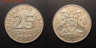 2 - Тринидад и Тобаго – 25 центов (1972) медь-ник.