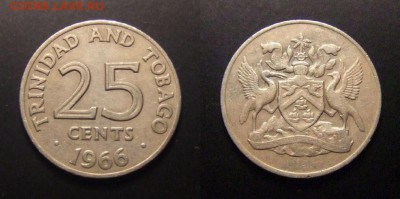 2 - Тринидад и Тобаго – 25 центов (1966) медь-ник.