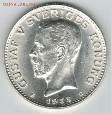 1 крона 1935 год Швеции, серебро, UNC до 12.03 - 001