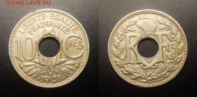 2 - Франция – 10 сантимов (1938) медь-ник.