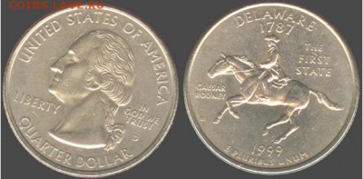 США- 25 центов 1999 - DELAWARE-D, 21.00 мск 13.03.2016 - США- 25 центов 1999 - DELAWARE-D