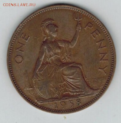 1 пенни Великобритания, 1938 до 12.03. 22-00 МСК - 28