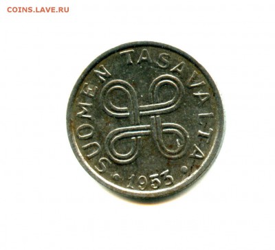 1 руб сарт! Иностранная монета 1 MARKKA 1955 г - img562