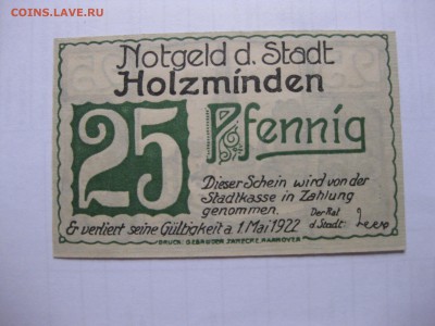 HOLZMINDEN,25 пфеннигов 1922г(нотгельд)!до 12.03.2016 - IMG_2558.JPG