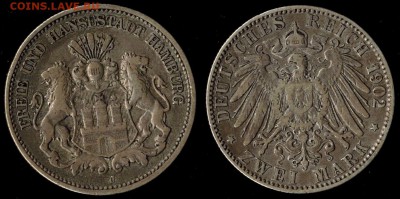 2 марки 1902 Гамбург  до 16.03.16 в 22.00 МСК - 1902