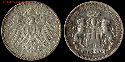 2 марки 1893 Гамбург  до 16.03.16 в 22.00 МСК - 1893