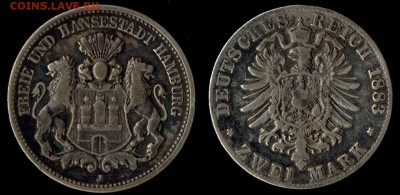 2 марки 1883 Гамбург  до 14.03.16 в 22.00 МСК - 1883 гамбург