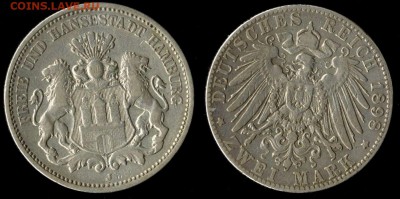 2 марки 1898 Гамбург  до 14.03.16 в 22.00 МСК - 1898 гамбург