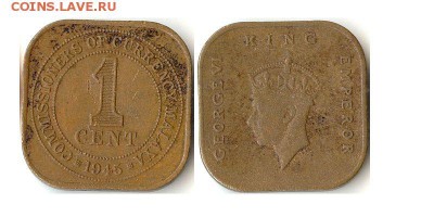 1 цент 1945г. Британская Малайа до 16.03.16 - 1цент1945БрМал