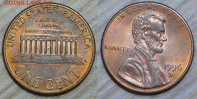 США 1 цент, 10 шт. по 1 р. до 15.03.2016 22-00 - 1996 d.JPG
