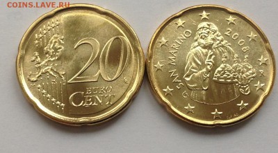 Монеты евро и других стран Европы и мира. - 20 евроцентов Сан-Марино 2008