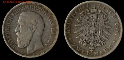 2 марки 1877 Баден до 18.03.16г 22.00 МСК  с 500 руб!!! - 1877