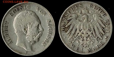 2 марки 1891 Саксония до 18.03.16г 22.00 МСК с 1000 руб!!! - 1891