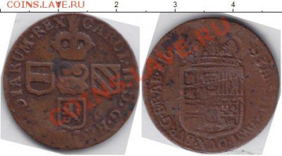 Медяк 1693(подозреваю что Испания,но сомневаюсь) - Брабант 1 лиард 1693