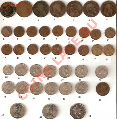 Англия. 1806-1994 года. 42 монеты. - 1_1