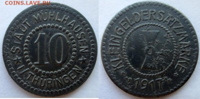 Нотгельды Германии. Обзорная тема. - 10 пф. 1917г. Мюльхаузен