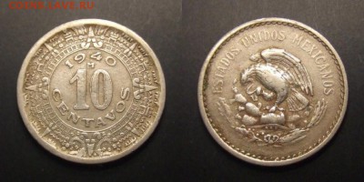 2 - Мексика – 10 сентаво (1940) медь-ник.