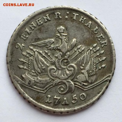 2 талера. 1750г. (Пруссия) До 18 марта в 22:00 - реверс