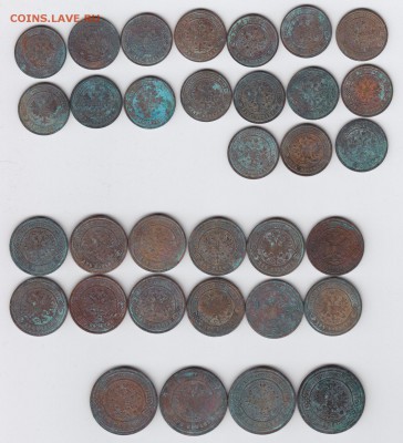 33 медные монеты 1,2,3коп с 1888-1915г. до 23.03.2016 22.00ч - 4