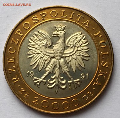 БИМ ПОЛЬША1991 20000zł 225 летВаршавскомуМонетномуДвору UNC - варш_