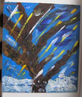 Картина "Дерево, снег, лучи солнца" картон масло. 24*28 см. - P1010171.JPG