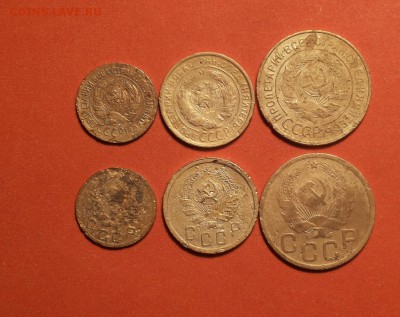1,2,3 коп 1935 ст+нов тип 6 монет бюджетные до 25 марта - 1935 1