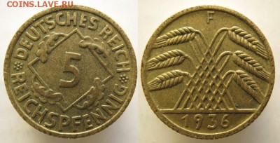 9.Разная инострань по фиксу - 9 5 Германия 5 пф 1936 F    363