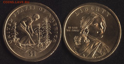 США доллар 2009(P) САКАГАВЕЯ, КУКУРУЗА до 22:00мск 22.03.16 - США доллар 1