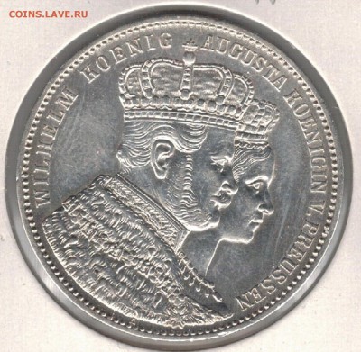 Ag ГЕРМАНИЯ (ПРУССИЯ) ТАЛЕР 1861 КОРОНАЦИЯ 24.03-22Ч (В41) - 5-гер861