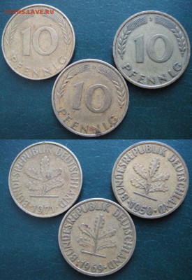9.Разная инострань по фиксу - 9 11 ФРГ 10 пф 1950 1969 и 1971