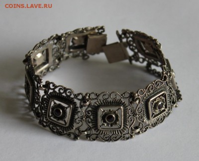 серебряный браслет 1920 года камни гранат ширина 2.4 см герм - image (26)