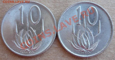 ЮАР 10 центов. 2 типа. 26.10.10 г. 20-00 МСК. - 10 ц