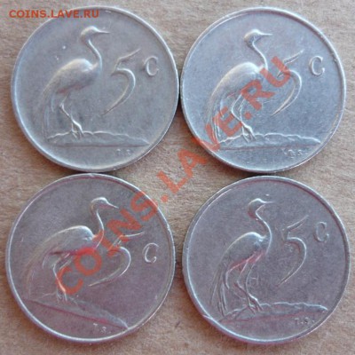 ЮАР 5 центов. 4 типа.  26.10.10 г. 20-00 МСК. - 5 ц