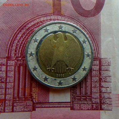 2 Евро 2002 года G Германия брак (перекос вставки) - WP_20160323_016