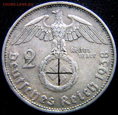 Германия. 3-й Рейх_2 рейхсмарки 1938(А); до 25.03_22.06мск - 11129