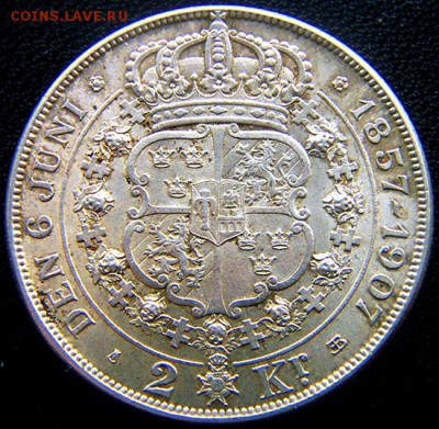 Швеция_памятные 2 кроны 1907. Серебро; 26.03_22.02мск - 11135