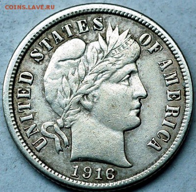 США_10 центов 1916 "Barber Dime". Серебро; до 26.03_22.34мск - 38
