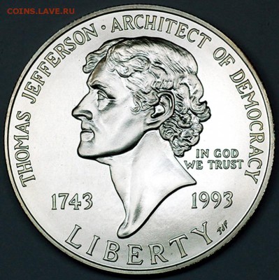 США_серебряный доллар 1993 "Джефферсон" UNC; до 26.03_23.02м - 39