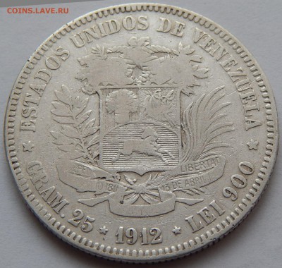Венесуэла 5 боливаров 1912, до 02.04.16 в 22:00 МСК - 3343
