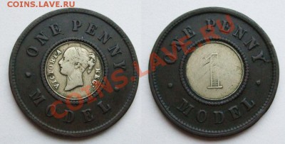 БИМЕТАЛЛ модели монет Джозефа Мура 1844 Великобритания - фото 1.JPG
