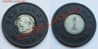 БИМЕТАЛЛ модели монет Джозефа Мура 1844 Великобритания - фото 2.JPG