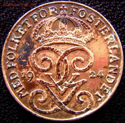 Швеция_1 эре 1924. Отличная сохранность; до 27.03_22.48мск - 7985