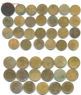 5,3,2,1;0,5 коп 1924-57г 74шт (все разные) бюджет 02.04.16 - советы 1924-57
