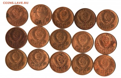 3 копейки 1937-57г.(15шт.)до 31.04.16 в 22.20мск - трёшки (2)