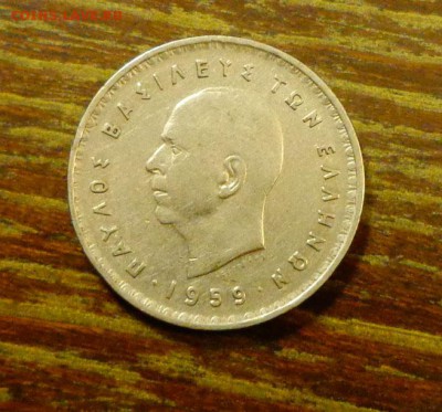 ГРЕЦИЯ - 10д. КОРОЛЬ ГРЕЦИИ 1959 до 5.04, 22.00 - Греция 10 драхм 1959-1