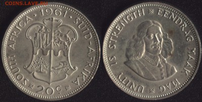 Южная Африка 20 центов 1961 до 22:00мск 05.04.16 - Южная Африка 20 центов 1961